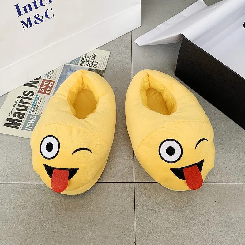 Новинка зимние домашние тапочки Женские Симпатичные смайлики забавные женские