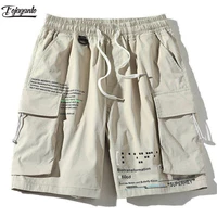 fojaganto summer cargo shorts men trend brand mens casual letter print knee length pants high street wild shorts male