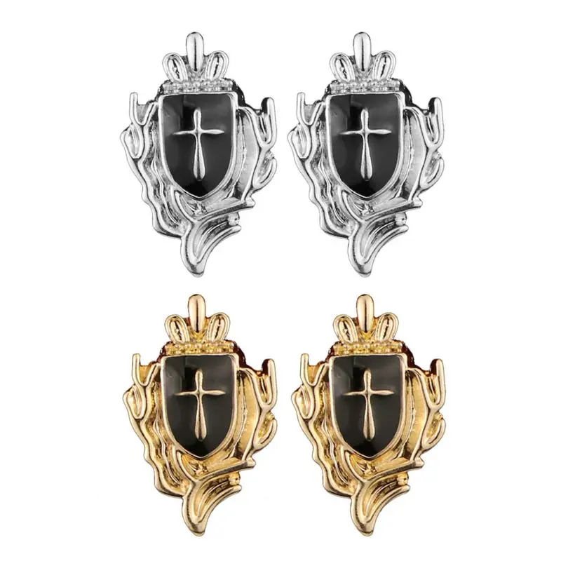 1 пара крест щит деловой костюм воротник рубашки нагрудные булавки брошь советы