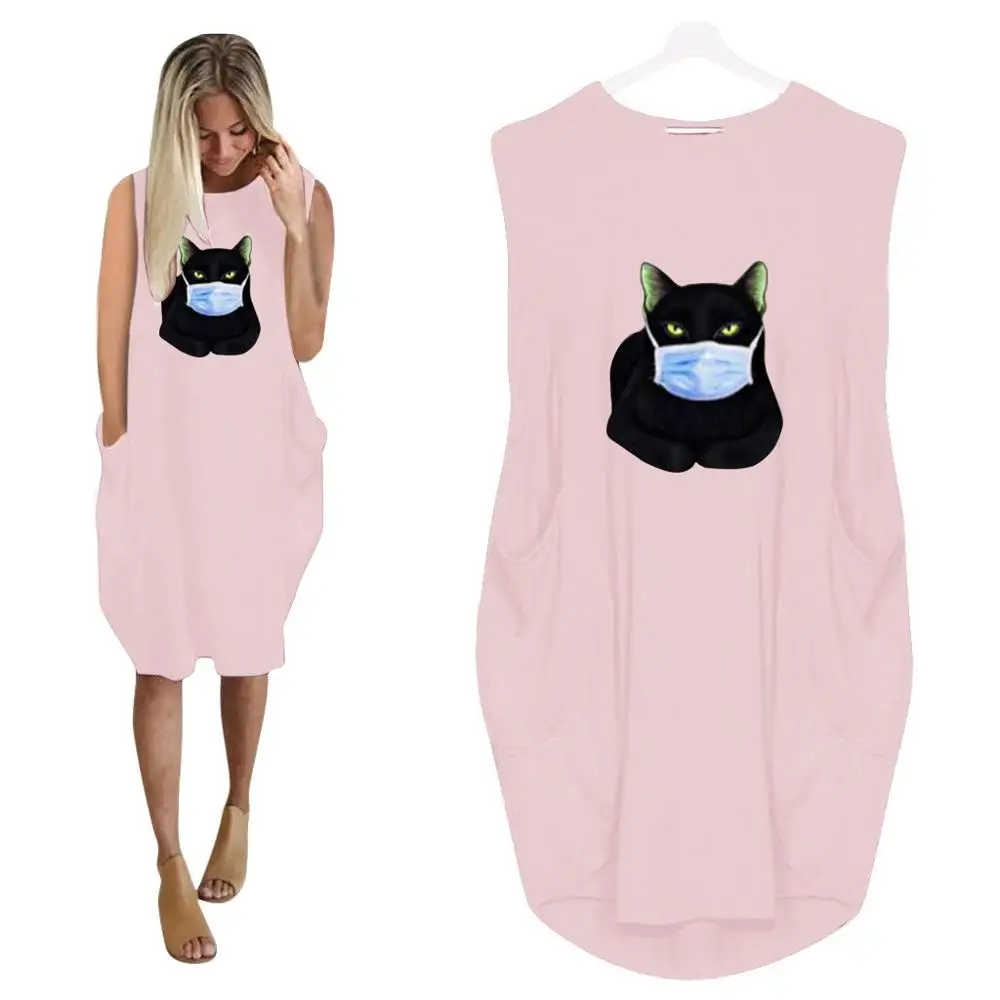 Летнее новое платье без рукавов Стильное женское размера плюс с модным принтом