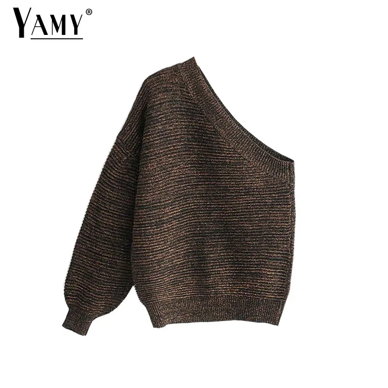 2019 осенний ассиметричный один вязаный свитер пуловер Женская зимняя одежда с