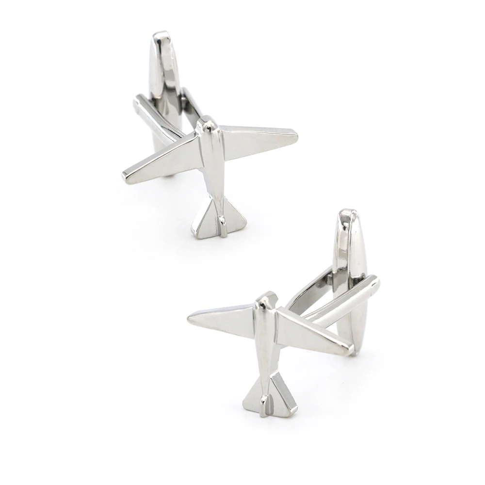 

Traffic Design Airplane Cufflinks Quality Brass Material Silver Color Cuff Links Wholesale & Retail