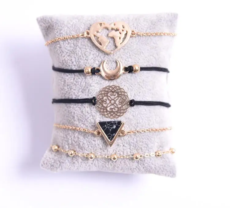 Горячие смешанные стили Boho кисточкой лист слон Черепаха Фатима хамса луна сердце оболочки ручной работы очаровательные браслеты женские ювелирные браслеты
