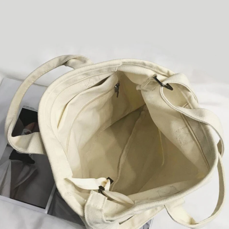 

Women Canvas Bags Fashion Solid Color Shoulder Bags New Female Casual Soft Zipper Canvas Handbags Messenger Bags Shopper Bag