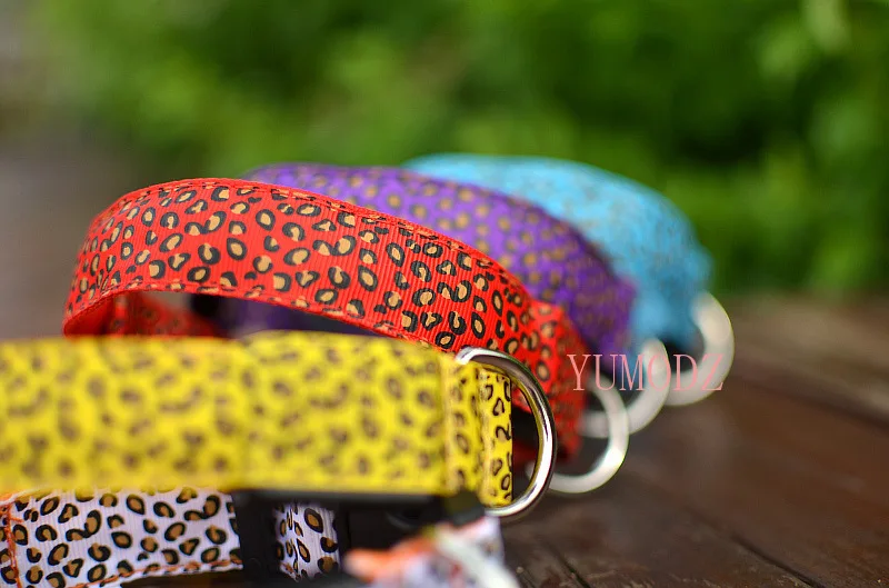 

LED charging dog collar flashing in the dark 3 modes lighting safety adjustable nylon leopard print pet glowing dog collar