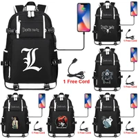 anime death note backpack with usb charging port bookbag for boys girls large capacity back to school mochila
