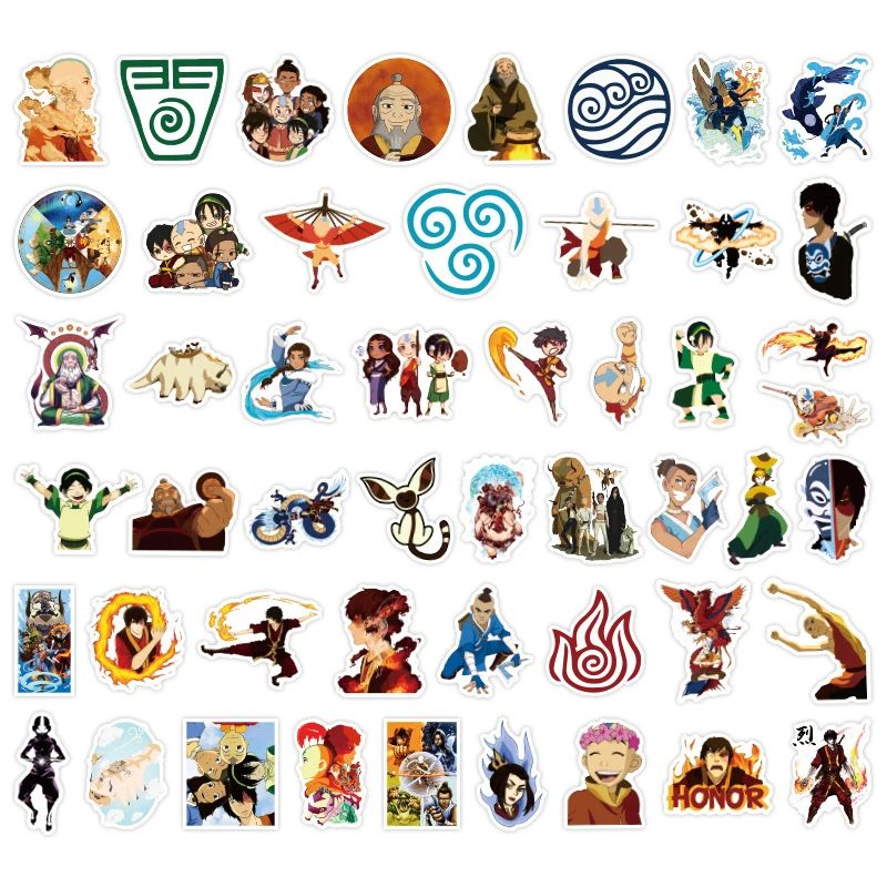 Pegatinas de Avatar The Last airdobler para ni&ntilde;os, papeler&iacute;a artesanal, PS4, Skateboard, port&aacute;til, guitarra, Pegatina de anim&eacute;, 50 Uds.-5