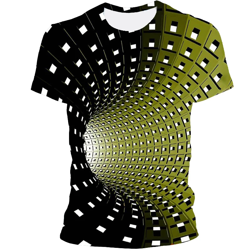 

Fashion Interesting Paisley graphic t shirts Summer Three-dimensional Whirlpool Pattern T-shirt Casual Personality Print t shirt