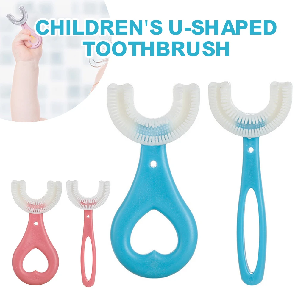 Детская зубная щетка U-образной формы, зубная щетка для младенцев с ручкой, силиконовые щетки для ухода за полостью рта, чистящие щетки, сили...