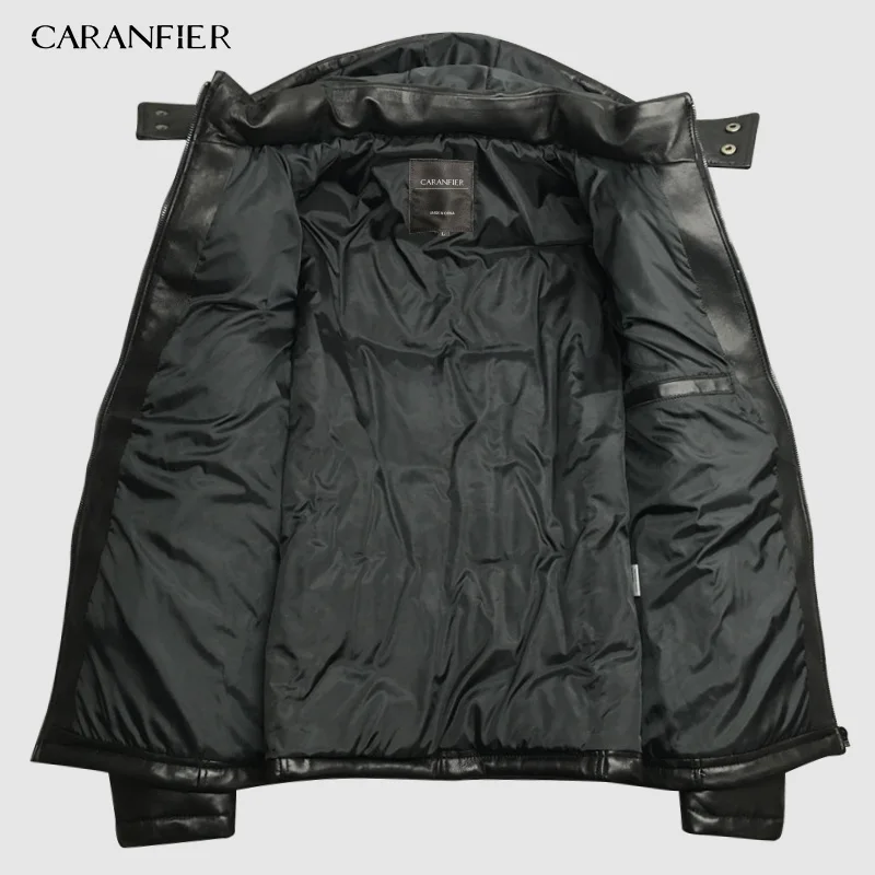 CARANFIER куртки мужские из натуральной кожи утиный пух куртки зимняя верхняя одежда овчина Пальто повседневные однотонные пальто