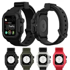 Водонепроницаемый чехол + Силиконовый ремешок для Apple Watch Band Series SE 6, 5, 4, 40 мм, 44 мм, высококачественный спортивный браслет для iWatch 3, 42 мм