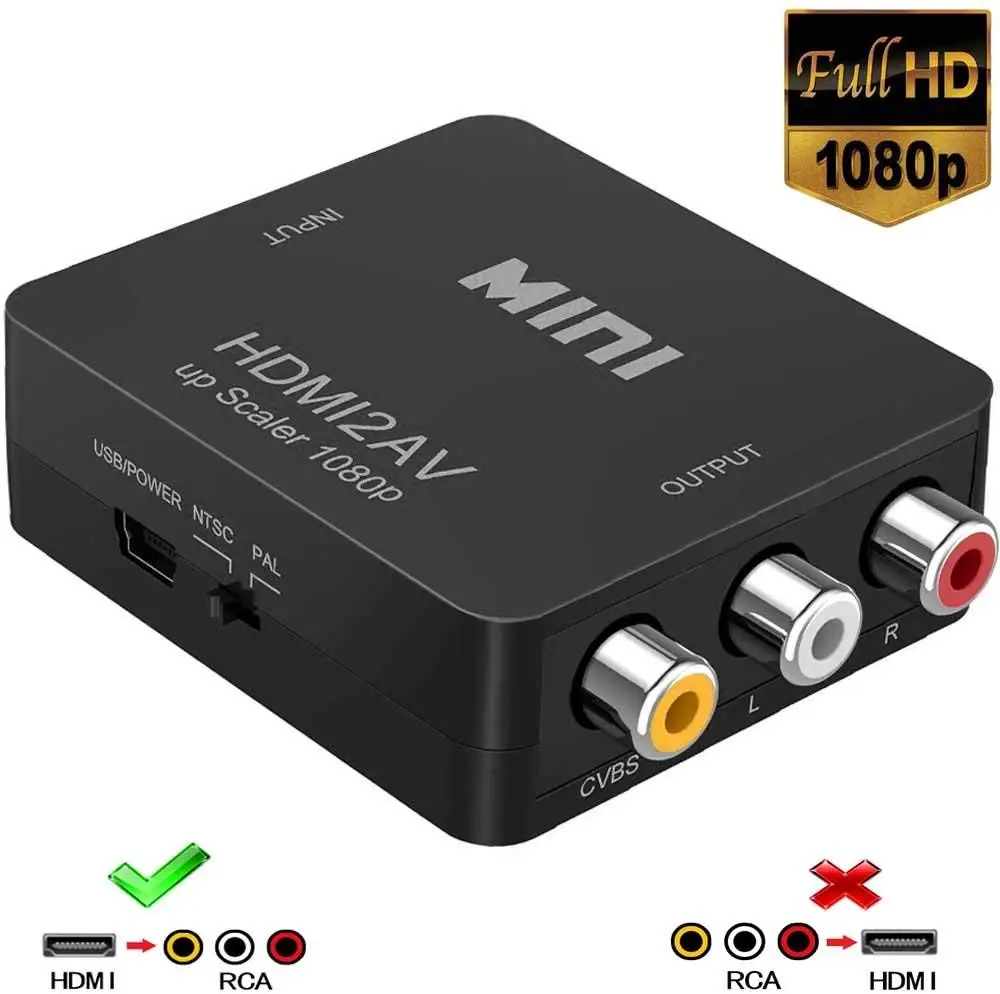 HDMI к RCA 1080p К AV 3RCA CVBs композитный видео аудио конвертер адаптер поддерживает TV Stick