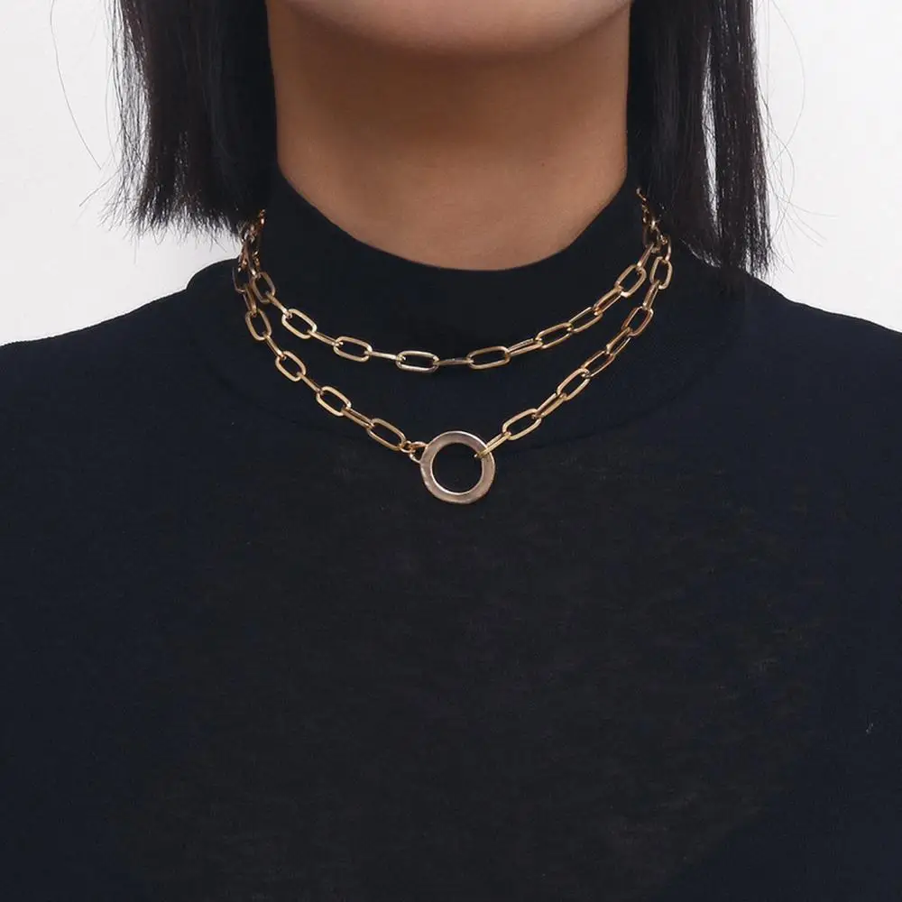 Женское колье чокер из цинкового сплава золотистого/серебристого цвета в стиле