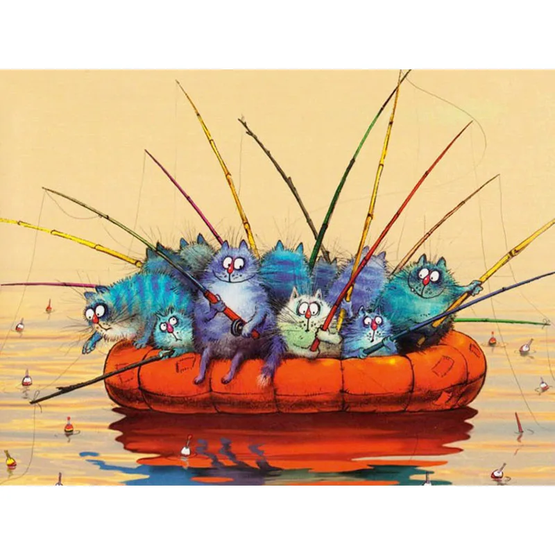 Алмазная 5d картина сделай сам вышивка с невероятным котом стразы для рыбалки