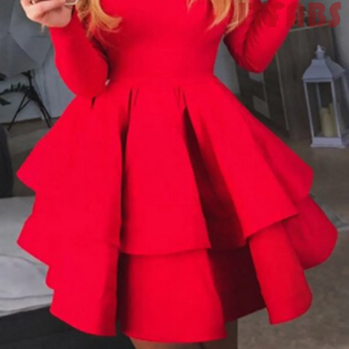 Женское платье миди с длинным рукавом и оборками облегающее коктейльное