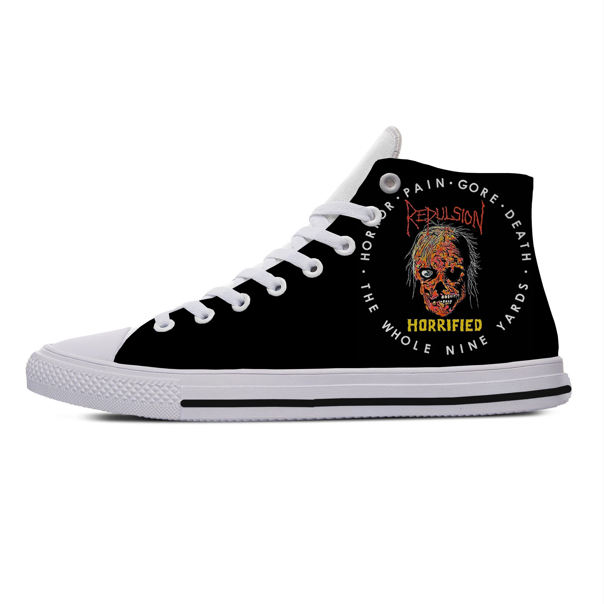 

Repulsion Heavy Metal Band Icon Mens Womens Designer Leisure Sneakers Men Casual Canvas Shoes Off White