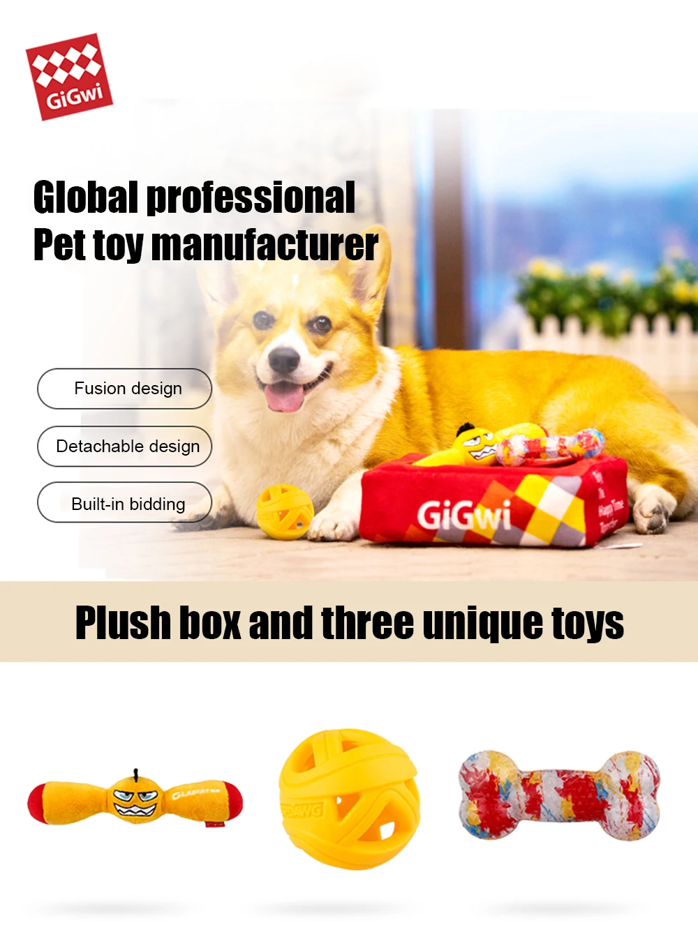 GIGWI игрушки для домашних животных G box сюрприз коробка собак встроенный мини