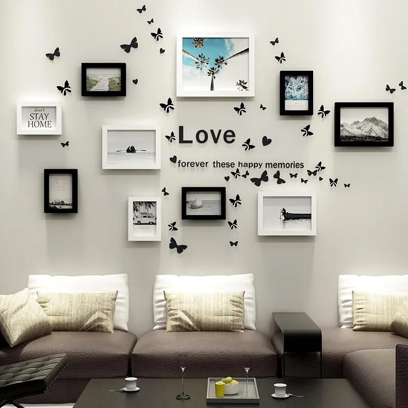 

[HHT] Modern Living Room Photo Wall Decoration Free Punch Wall-hanging Photo Frame Walls Background Home Decor Dream House