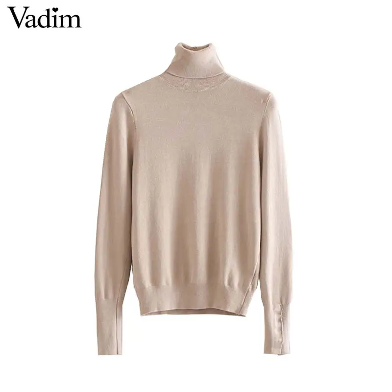 Vadim женский базовый вязаный свитер с высоким воротом Длинные рукава Однотонные
