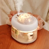 1l wireless humidifier dual nozzle air humidifier diffuser home atomizer nebulizer sleep humidifier projection lamp