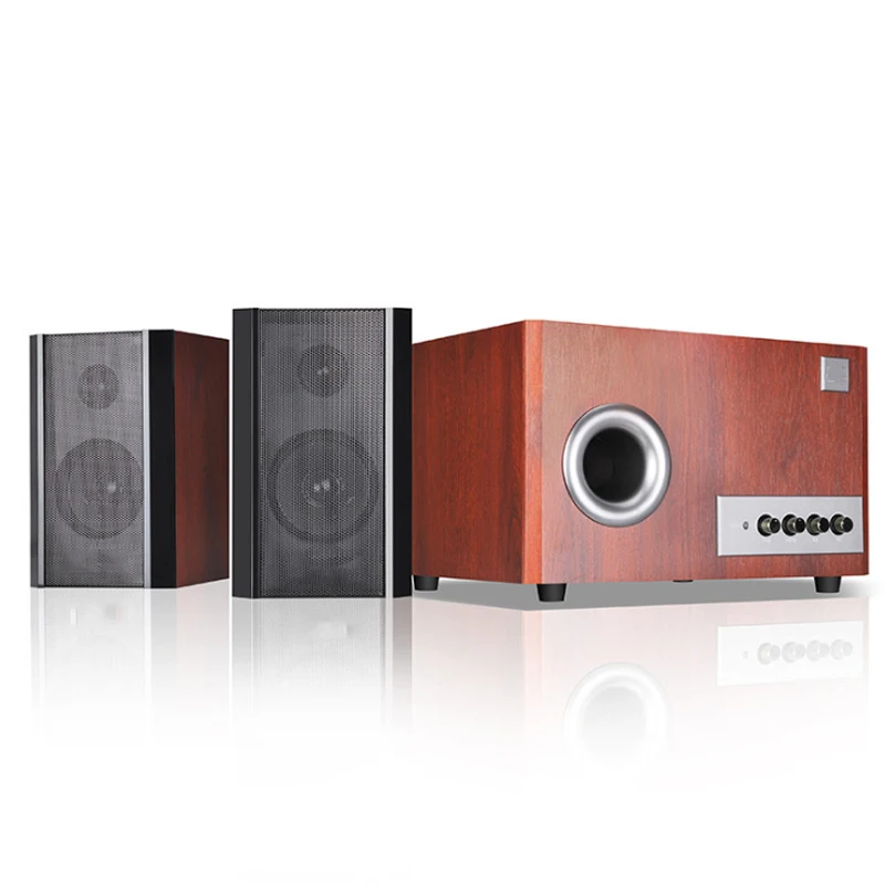 

USB Wired Computer Speaker Computer Multimedia Speaker Home Wooden 2.1 Subwoofer Audio 3.5mm AUX for Laptop Desktop Smartphone