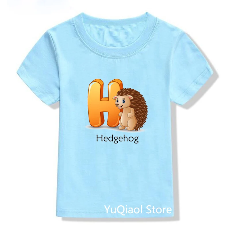 Ropa de alta calidad para beb&eacute;s y ni&ntilde;os, camisetas de verano con estampado de dibujos animados de animales, letras del alfabeto, divertidas, Top-2