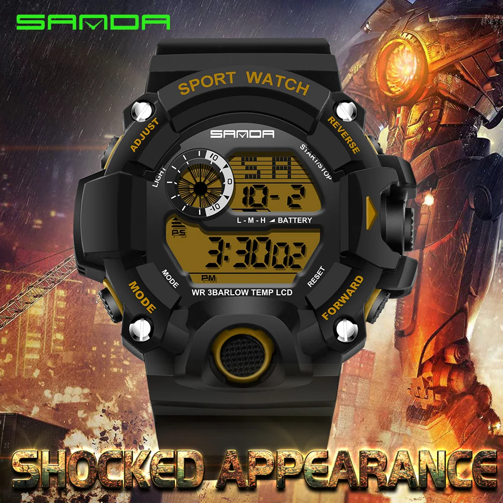 Sanda мужские часы модный спортивный бренд Ретро стиль таймер военный будильник