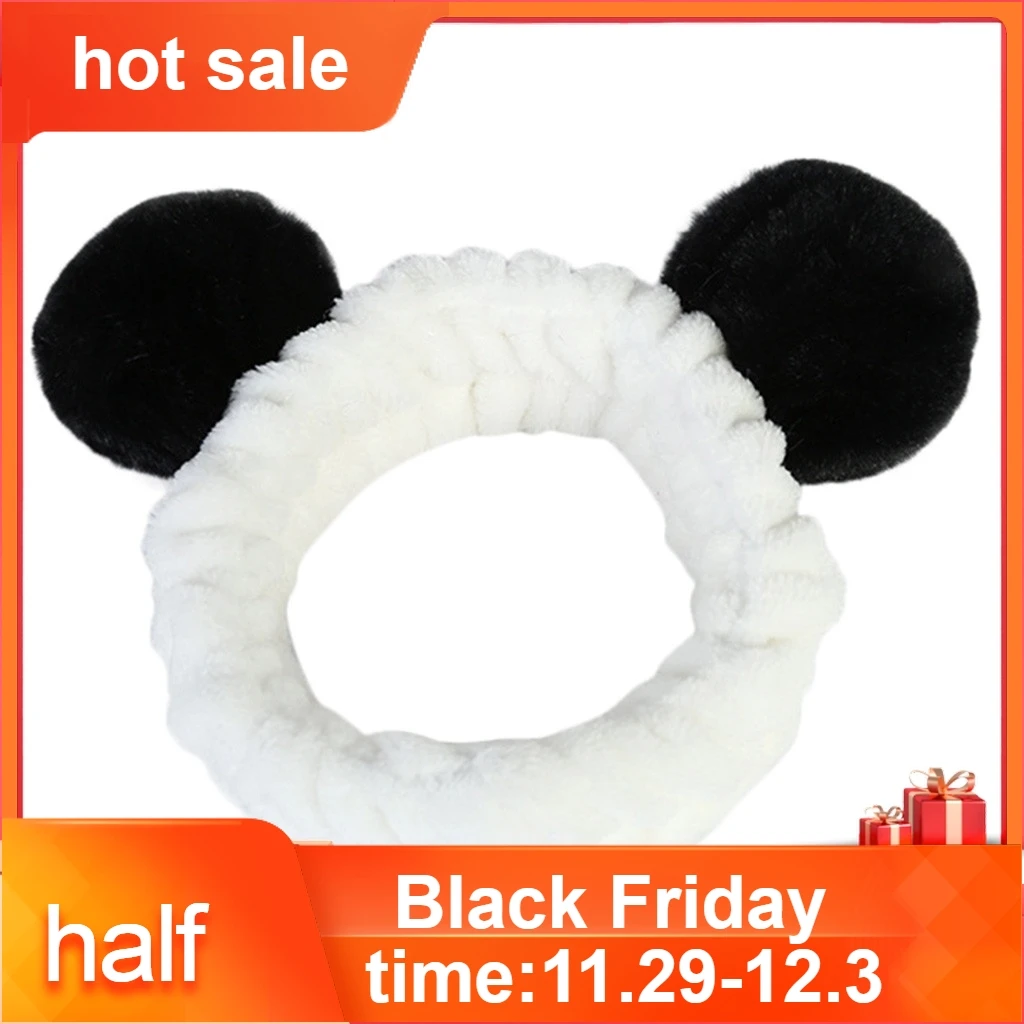 Женская пушистая эластичная повязка для волос с изображением панды |