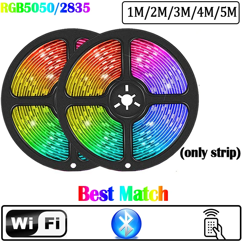 

Светодиодная лента, 12 В, RGB 5050/2835, только лента для пульта дистанционного управления, Bluetooth-совместимая, Wi-Fi, управление через приложение, свет...