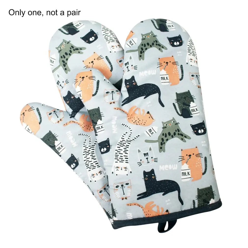 

1 Pc Cooking Microwave Oven Mitt Heat Resistance Non-slip Kitchen Oven Glove Quilted Lining Cartoon Animal Printing Pattern