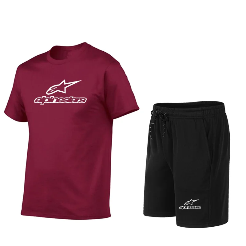 

2021 popular new cotton men's T-shirt + sports shorts suit summer fashion new high-quality cotton T-shirt sports running wear