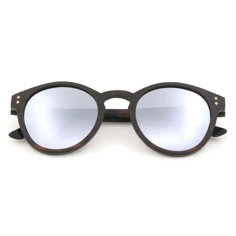 silver lens BerWer роскошные деревянные солнцезащитные очки поляризационные деревянные брендовые дизайнерские Круглые Солнцезащитные очки для женщин солнцезащитные очки - Lenses Color: silver lens
