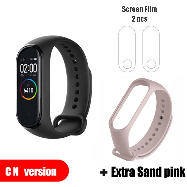 CN extra SPink film Xiaomi mi-браслет 4, новейший музыкальный смарт-браслет mi Band 4, цветной экран, Bluetooth 5,0, глобальная версия - Цвет: CN extra SPink film