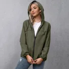 Женский легкий Тренч на молнии с капюшоном, водонепроницаемый дождевик, Женская ветрозащитная Куртка для улицы