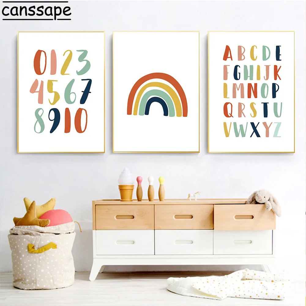 Розовые радужные картины по номерам алфавит плакаты ABC плакат для детской
