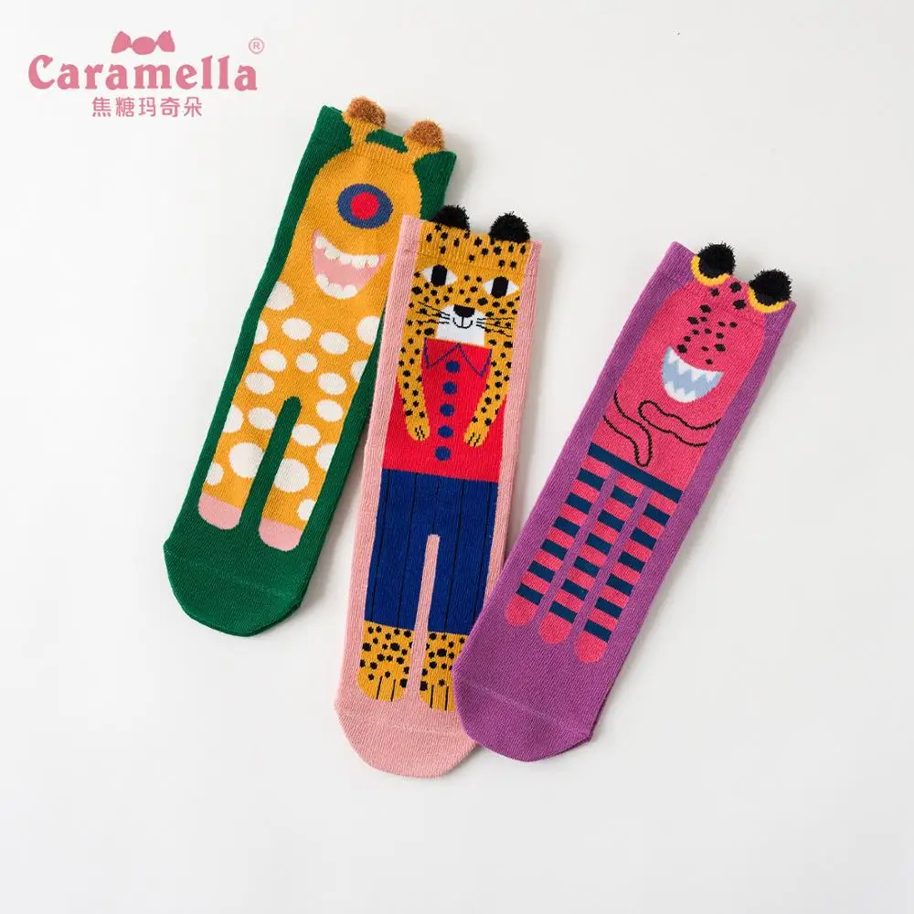 Caramella осень-зима Для женщин хлопковые носки с забавными рисунками из мультфильмов носки для женщин Harajuku носки скейтбордиста 3 пар/лот Прямая - Цвет: 516923 (3pairs)