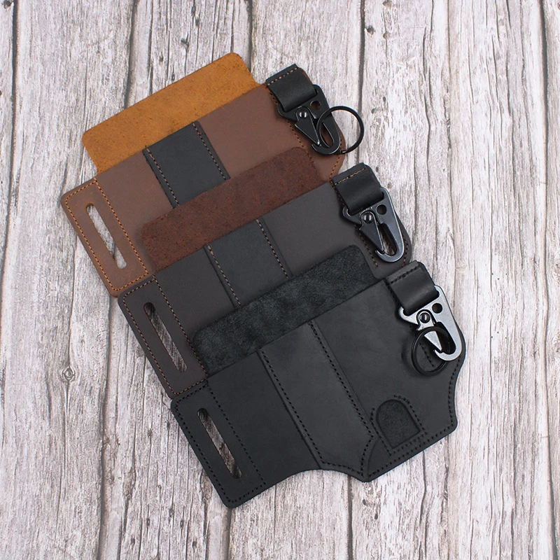 Leather Tool Knife Sheath 2 Pockets Multitools Holder Essentials Organizer Belt Pouch for Pocket Hunt Tactical Pen Flashlight |