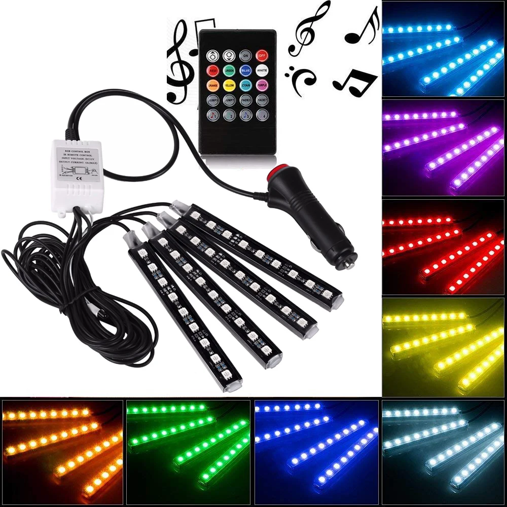 Светодиодная ленсветильник RGB для автомобиля декоративная лампа создания