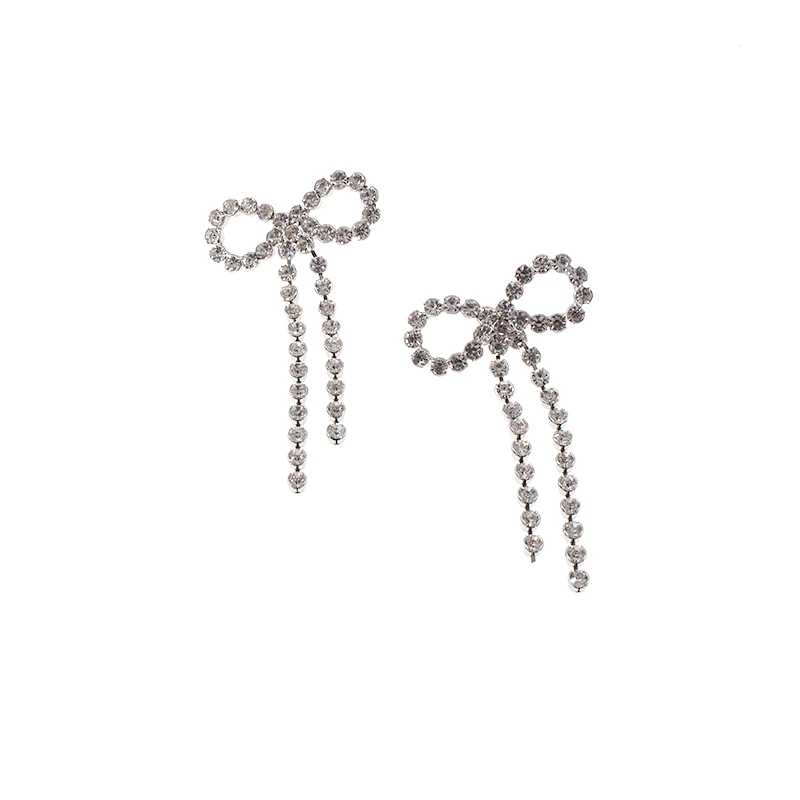 Baroque Style Simple Chain String Drop Earrings Bowknot Long Tassel Earring Statement Bow Gift Hiphop jewelry | Украшения и