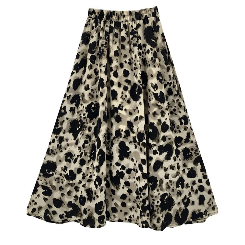 

Skirt 2021 New Dress Leopard Print Switching Length Skirt A-line Ladies Fashion High Waist Casual Colorful Summer Skirt