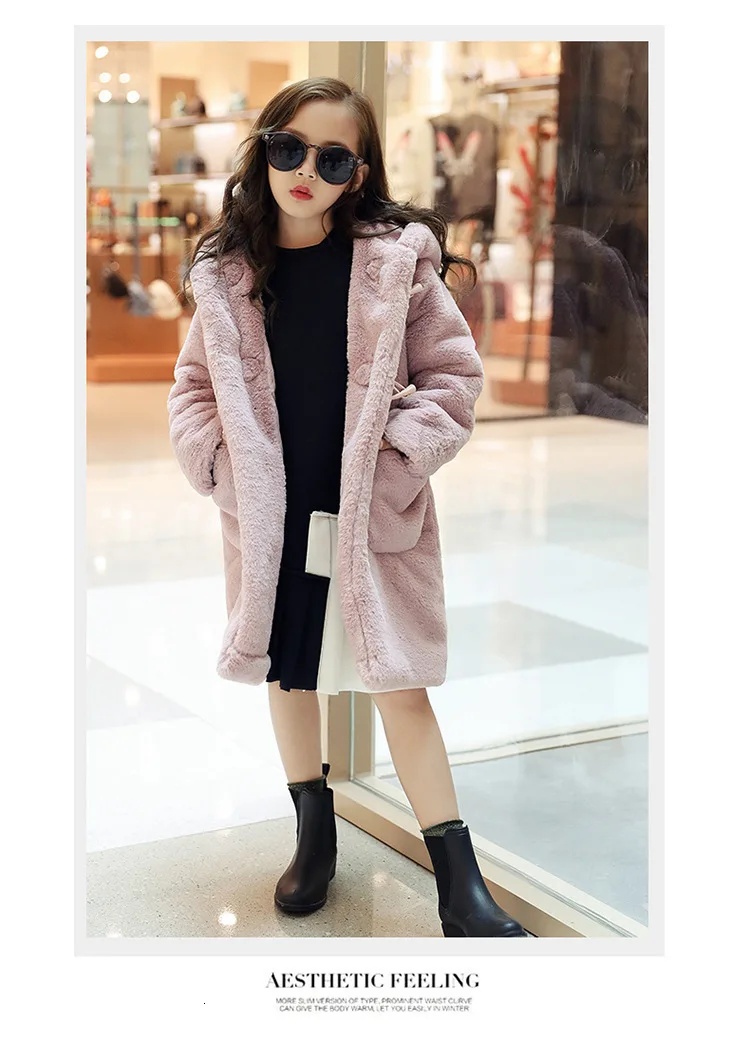 30 degrees Children Baby girl clothing Winter Thicken Parka Kids Faux Fur Hooded Coat Plus velvet Jackets clothes snowsuit