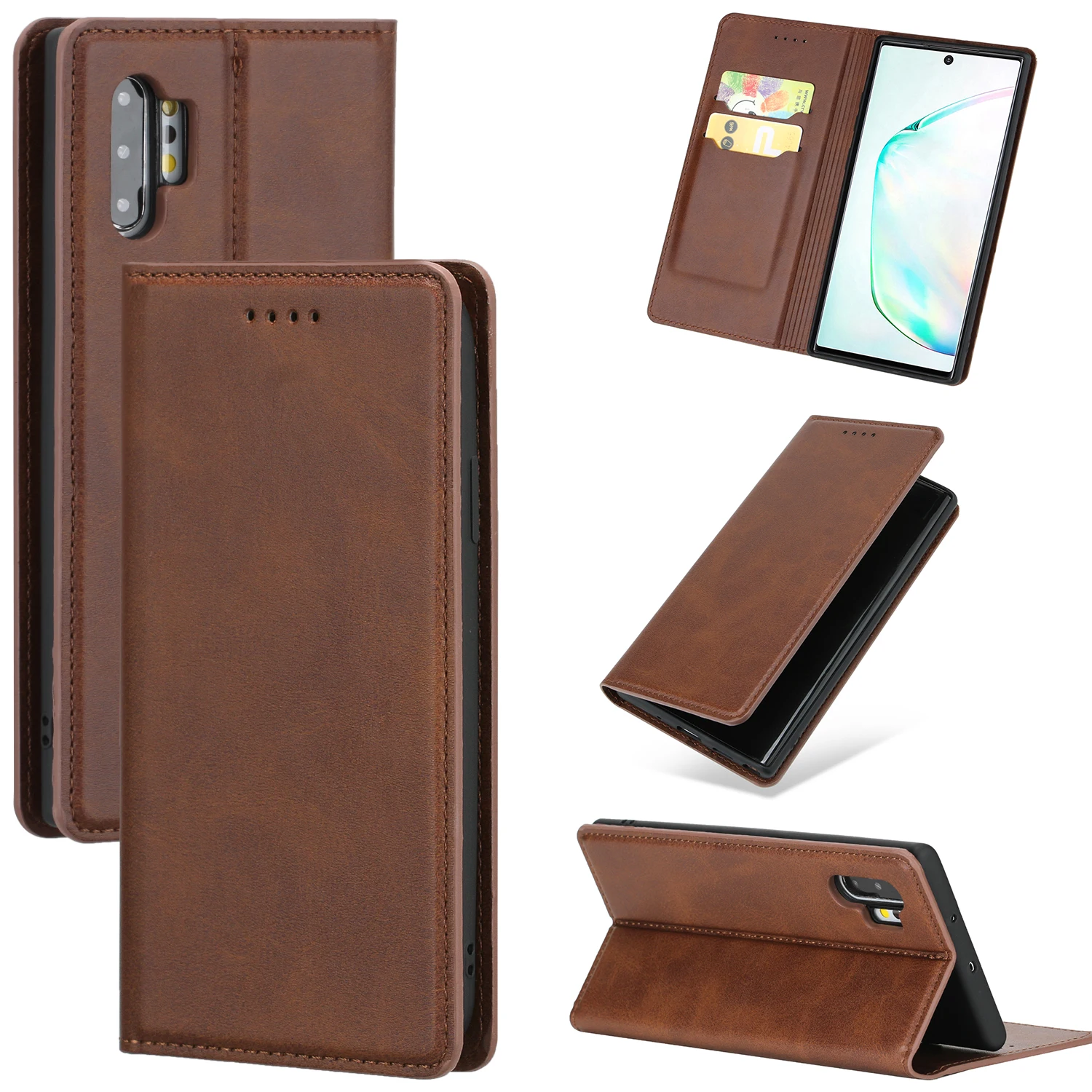 Brown S10e кожаный чехол для телефона Samsung Galaxy Note 10 S10 плюс полноразмерный защитный флип-чехол с подставкой и отделениями для карт Магнитная Примечание 10+ Coque - Цвет: Brown