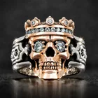 Новое поступление 2021, кольца для мужчин, ювелирные изделия, корона, Череп, темпера для мужчин, мужские кольца на годовщину, в стиле хип-хоп, ретро, скелет, модная оптовая продажа