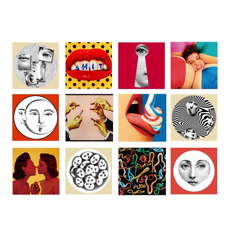 

Variety Lady Face Title Stickers Wallpapers Fridge Magnets Square Waterproof Self-Adhesive Glass Sticker Europe Lady Portrait