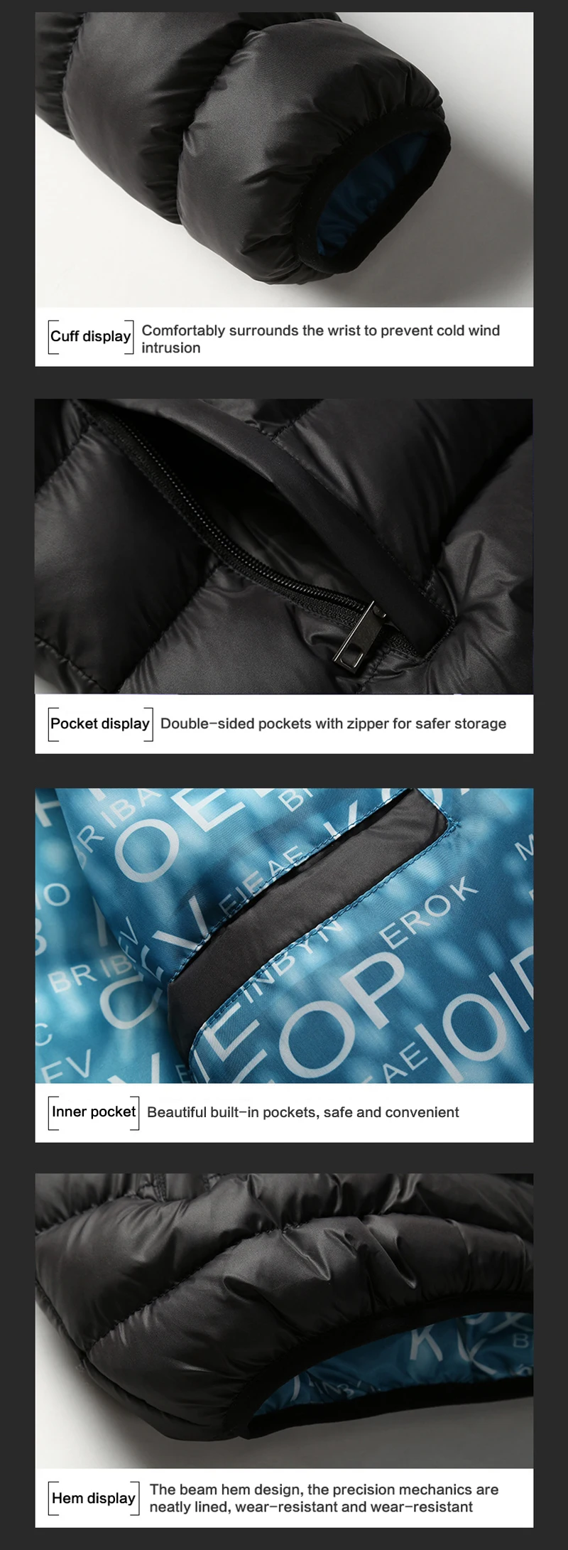 Winter Jacket Men New Cotton Padded Thick Jackets Parka Slim Fit Long Sleeve Clothing Warm Coats