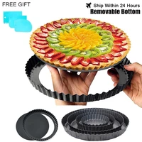 4891011inch non stick tart pan with removable bottom mini round baking tray muffin pie molds quiche pan for cake baking pans