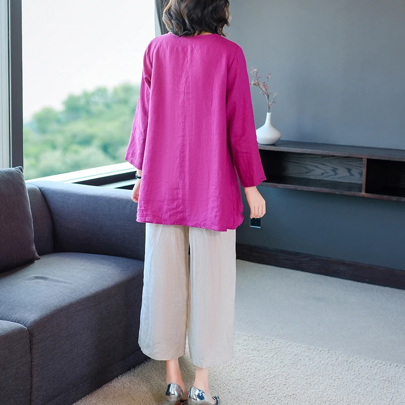 

COIGARSAM Full Sleeve blouse women Spring blusas womens tops and blouses Rose Purple 9208