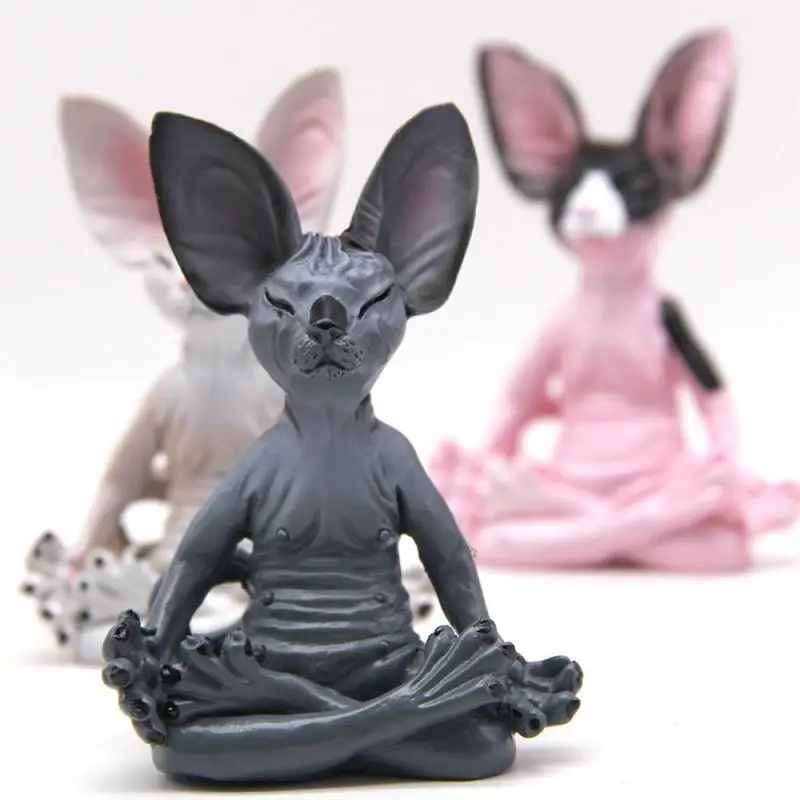 

Cat Meditate Statue Collectible Resin Figurines Miniature Decor Desktop Decoration Animal Model Ornament Home Decoration Crafts
