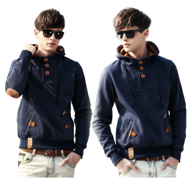 

Men's Fashion Hoodie Single Piece Spring And Autumn Men's Dark Gray Button Pullover Hoodie Hoodie Tops Men's Outdoor Casual Coat