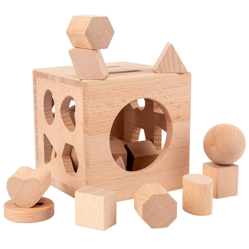 

17 Holes Wooden Shape Matching Sorter Cognitive Early Educational Toys Preschool
